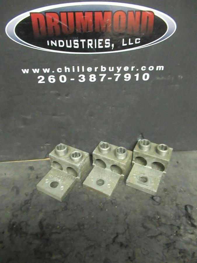 Used (3) QTY ILSCO D-899  2 (DOUBLE) BARREL MECHANICAL CONNECTOR LUG TAPS 600MCM - 2