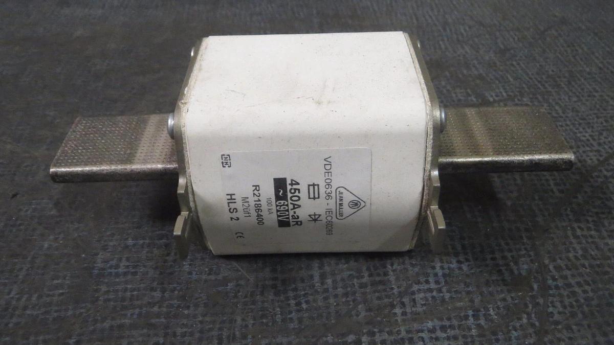 Used JEAN MULLER (1) HLS 2 FUSE 450 AMP 690V 100 KA R2186400 VDE636 **WARRANTY**