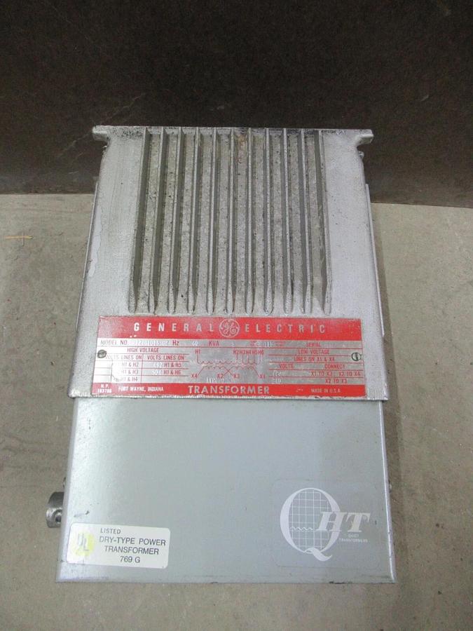 Used 5 KVA GE DRY-TYPE TRANSFORMER 9T21B1013-G2 HIGH: 480 VAC LOW: 120/240 VAC