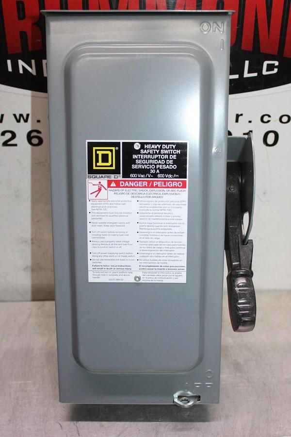 NIB SQUARE D HEAVY DUTY SAFETY SWITCH H361RB 30 AMP 600 VAC TYPE 3R NON-FUSIBLE