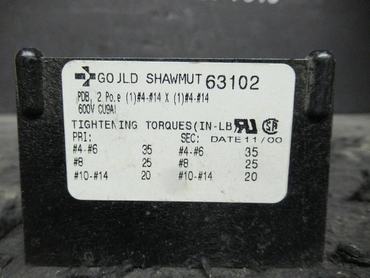 Used GOULD SHAWMUT 63102 DISTIBUTION LUG SET PDB 4 POLE #4 - #14 LUGS 600 VAC