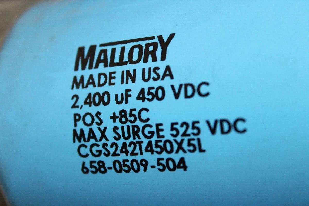 Used MALLORY CAPACITOR BANK CGS242T450X5L 658-0509-504 2400 uF 450 VDC