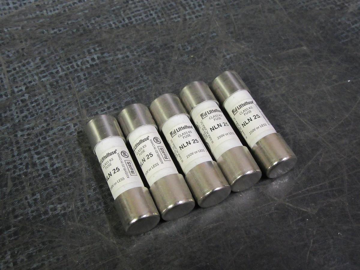 LITTELFUSE CLASS K5 25A 250V NLN25 NO BOX LOT OF 5