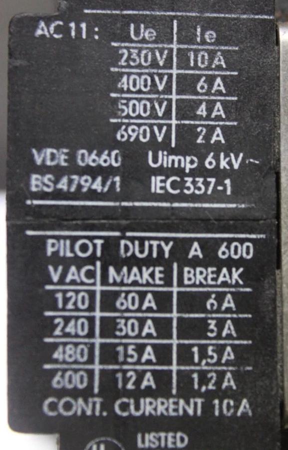 Used WESTINGHOUSE CONTACTOR DSL9-22 10 AMP 600 VAC 3-POLE 3-PHASE COIL: 110/120 V