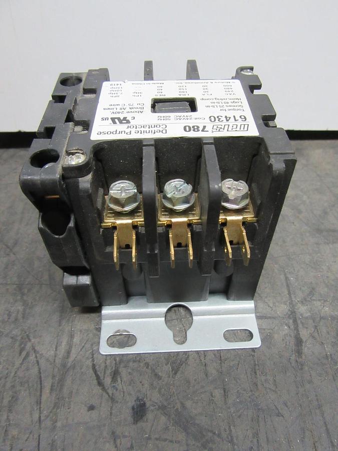 Used MARS 780 CONTACTOR 61430 600 VAC 30 AMP 3-PHASE 15 HP COIL: 24 VAC