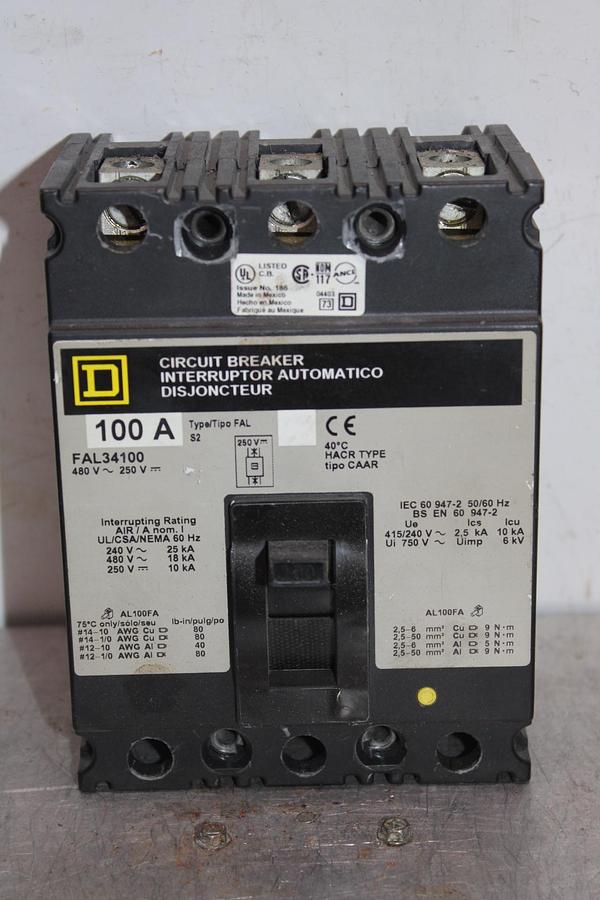 Used SQUARE D CIRCUIT BREAKER FAL34090 90 AMP 480 VAC 3-POLE **WARRANTY**