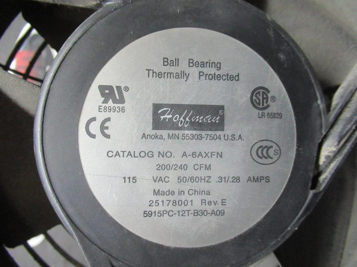 Used HOFFMAN AXIAL COOLING FAN A-6AXFN 240 CFM 115 VOLT 0.31 AMP 25178001 REV. E