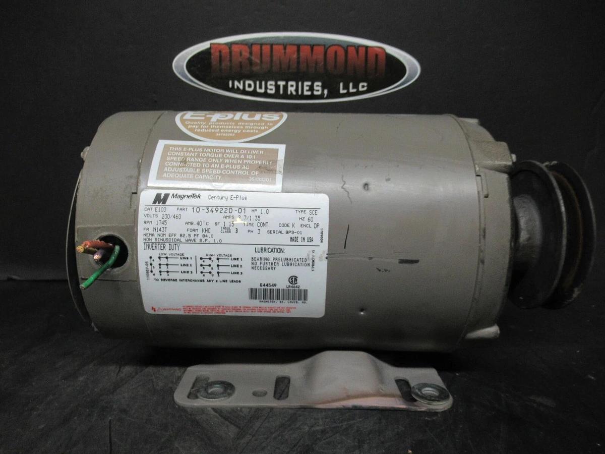 Used MAGNETEK CENTURY E-PLUS E100 10-349220-01 1 HP 2.7 AMP 460 VOLT 1745 RPM ENCL DP