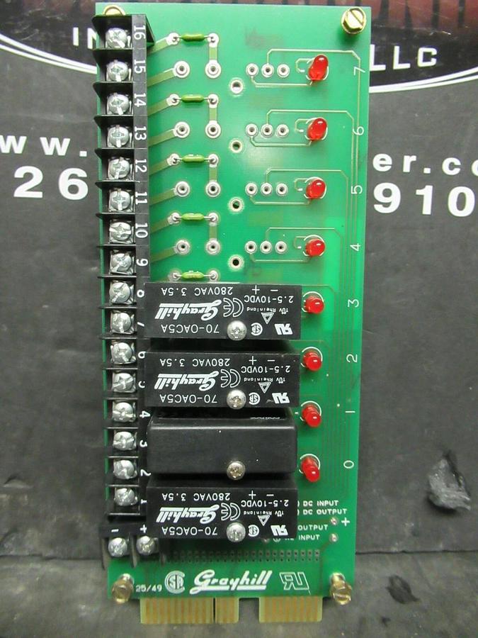 Used GRAYHILL RELAY BOARD I/O RACK 70RCK8 70AD3238 REV D TST: SRS 9824 * WARRANTY *