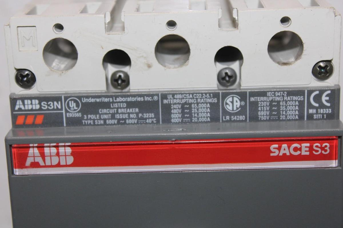Used ABB CIRCUIT BREAKER SACE S3 S3N 100 AMP 3-POLE 600 VAC **WARRANTY**