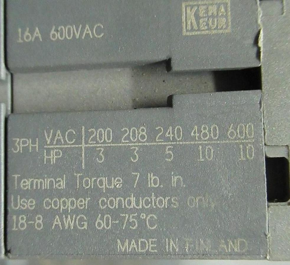 Used ABB OT16E3 DISCONNECT SWITCH 600 V 16 A 10 HP @ 480 VAC 3 PH *WARRANTY INCLUDED*