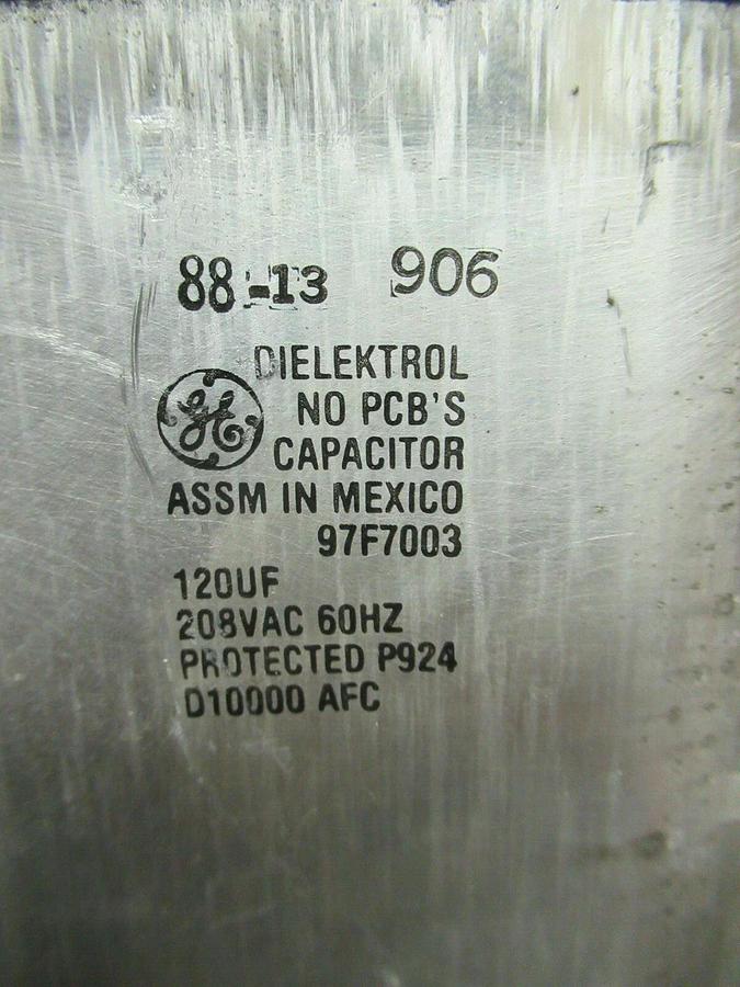 Used GE DIELEKTROL CAPACITOR 97F7003 120 uF 208 VAC 60 HZ **WARRANTY INCLUDED!**