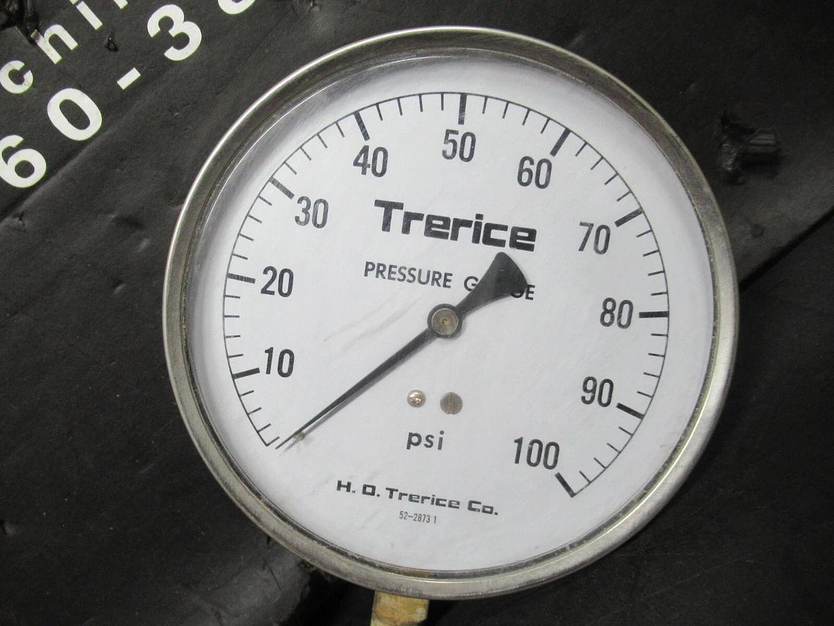 Used TRERICE PRESSURE GAUGE 52-28731 0-100 PSI **WARRANTY INCLUDED**