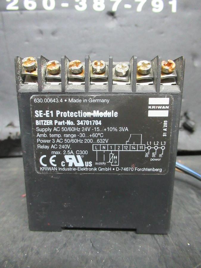 Used KRIWAN SE-E1 PROTECTION MODULE 347017-04 24 VAC 3 VA 50/60 HZ **WARRANTY**