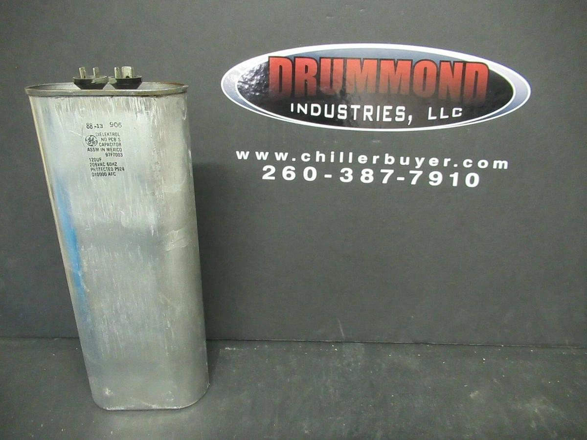 Used GE DIELEKTROL CAPACITOR 97F7003 120 uF 208 VAC 60 HZ **WARRANTY INCLUDED!**