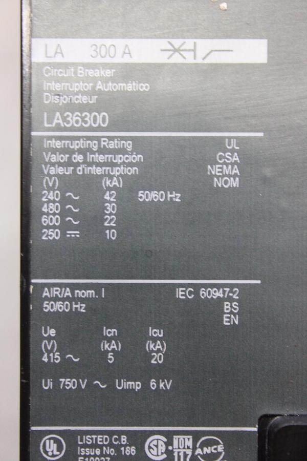 Used SQUARE D POWERPACT I-LINE CIRCUIT BREAKER LDA36600U31X 600 AMP 600 VAC 3-POLE