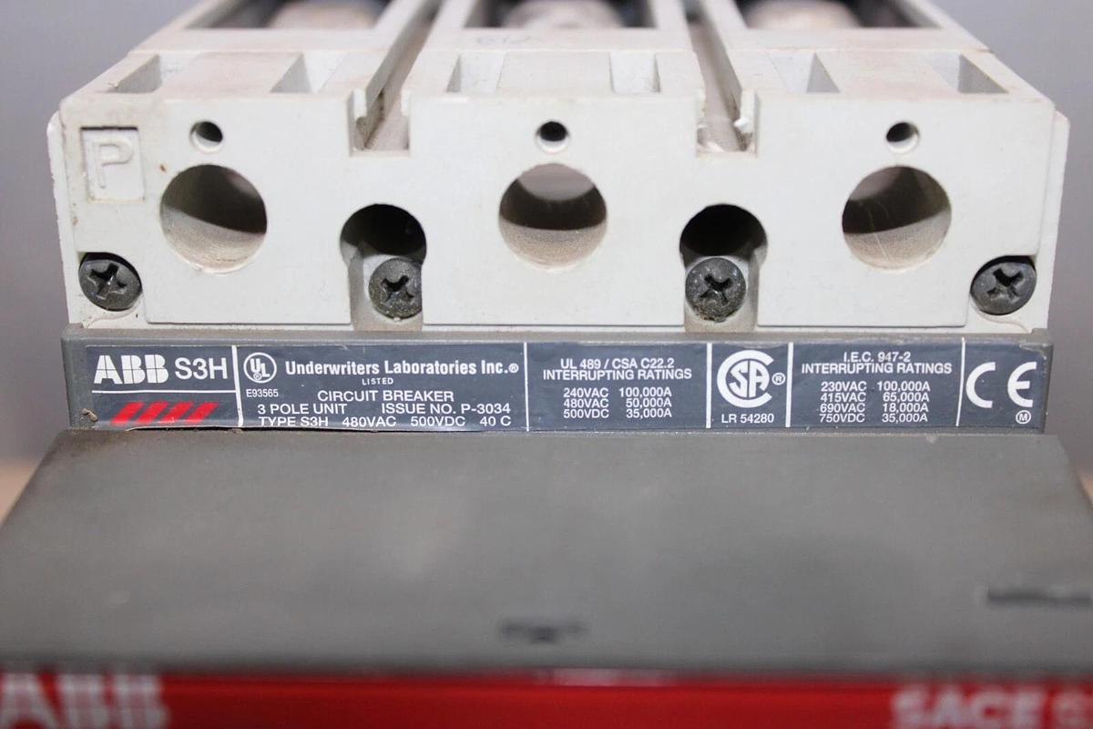 Used ABB MOLDED CASE SWITCH SACE S3 S3H 225 AMP 3-POLE 480 VOLT *WARRANTY*