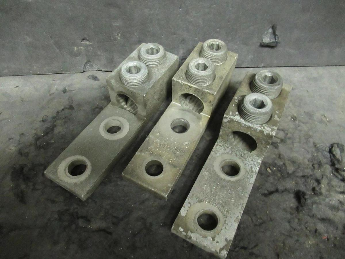 Used (3 QTY) CMC LID2-600 2 DOUBLE BARREL MECHANICAL CONNECTOR LUG TAP #2 - 600MCM