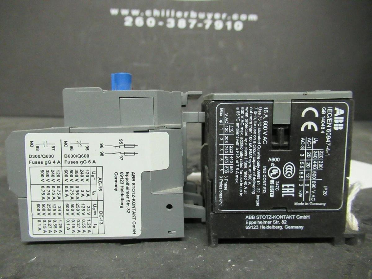 Used ABB STARTER B7-30-10 16 AMP 600 VAC 5 HP W/ T16-2.3 MANUAL MOTOR STARTER