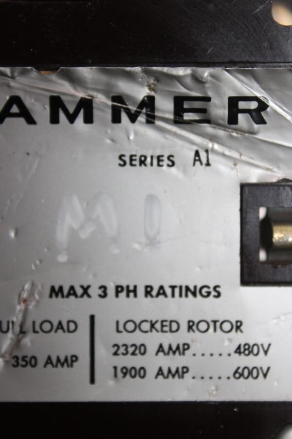Used CUTLER-HAMMER CONTACTOR C832LN1 350 AMP 600 VAC 3-PHASE COIL: 120 VOLT