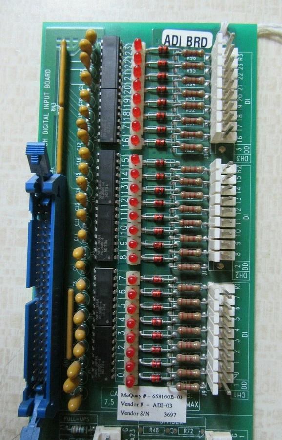 Used MCQUAY 24 CH ANALOG / DIGITAL INPUT CIRCUIT BOARD 658160B-03 CHILLER ADI-03