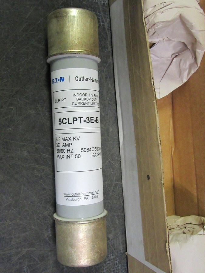 Used EATON/CH INDOOR HV FUSE-CLE-PT 5.5 kV 3E A NIB 5CLPT-3E-PT MEDIUM 3A 3 AMP
