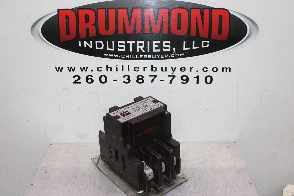 Used CUTLER-HAMMER CONTACTOR C10EN3 NEMA SIZE 3 90 AMP 600 VAC 3-POLE COIL: 120 V