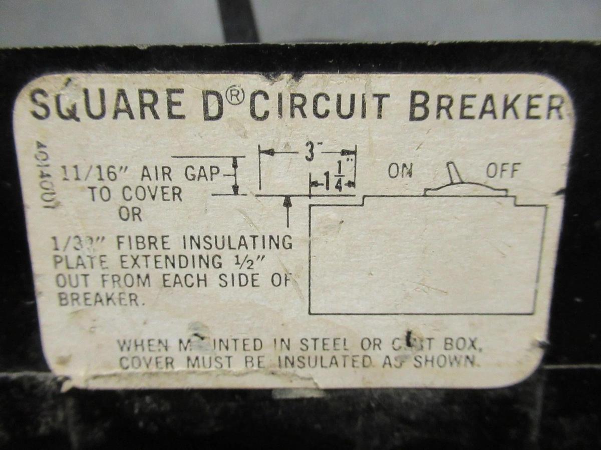 Used SQUARE D BREAKER FAL36020 20A 600VAC 3 POLE W/ BOTTOM LUGS **WARRANTY INCLUDED**