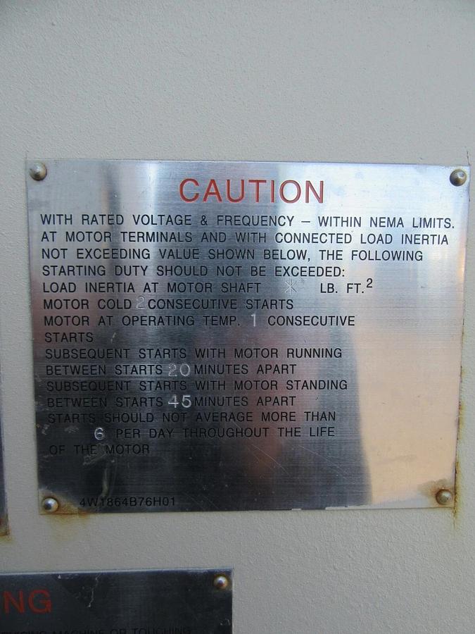 Used 886 HP TECO / YORK INDUCTION MOTOR 4160 V 3 PH 4510 FRAME 3600 RPM 108 FLA 2001