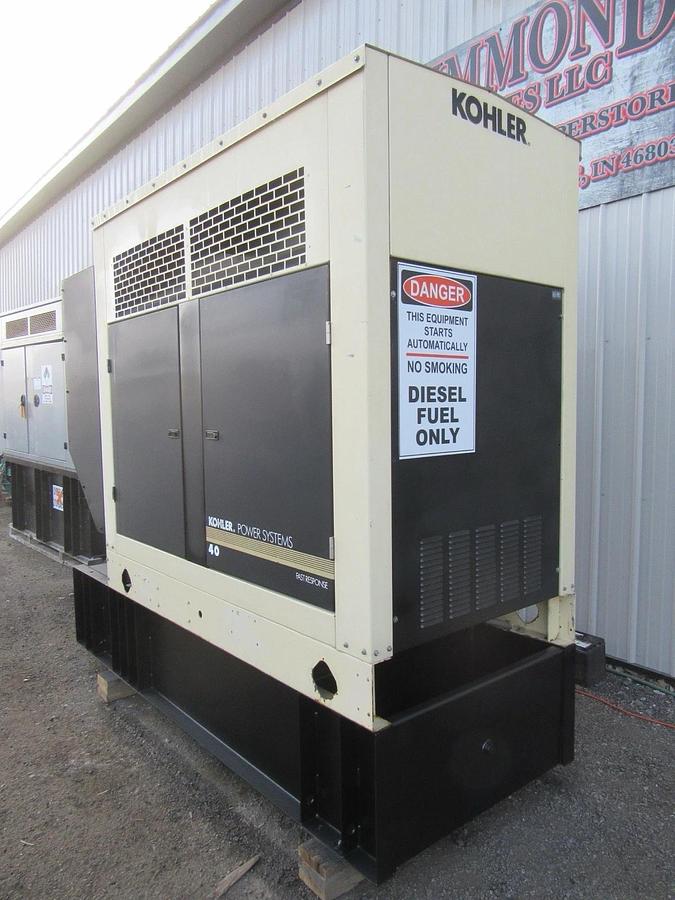 Used 40KW DIESEL GENERATOR KOHLER 120/240 V JOHN DEERE ENCLOSED VIDEO WE SHIP 40 KW