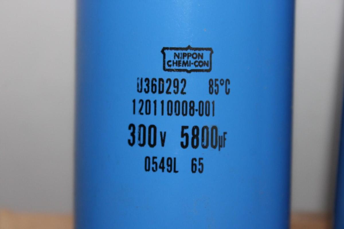 Used LOT OF 2 NIPPON CHEMI-CON CAPACITOR U36D292 120110008-001 300V 5800uF 85C