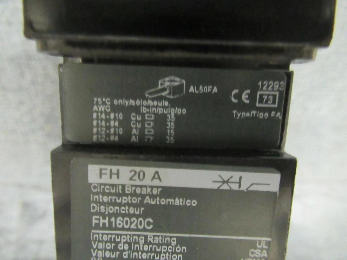 Used 20 AMP SQUARE D I LINE BREAKER FH16020C 277 VAC 1-POLE C-POLE **WARRANTY**