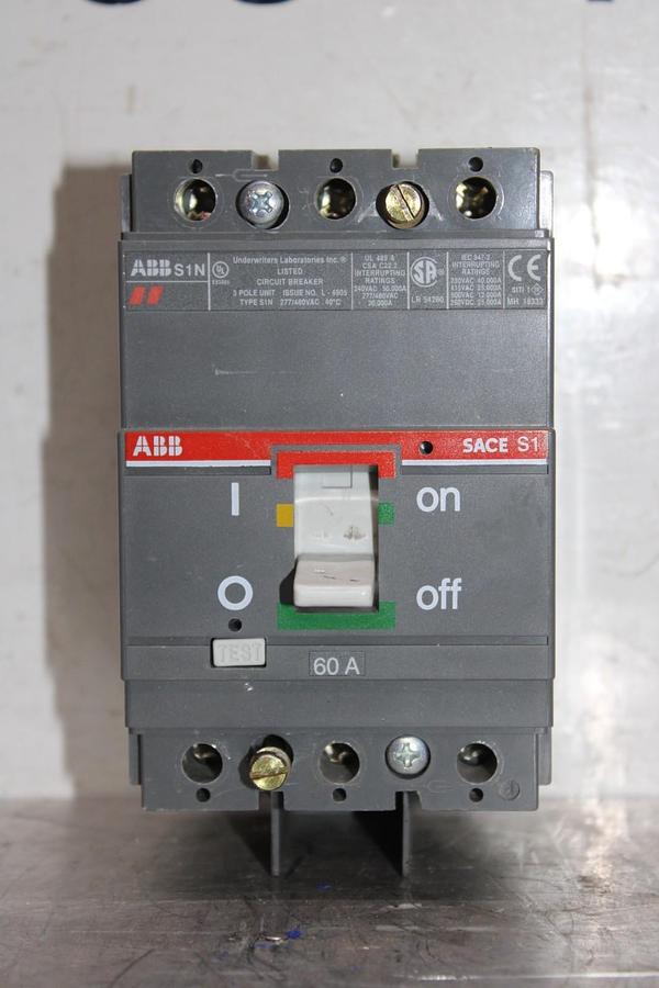 Used ABB CIRCUIT BREAKER SACE S1 S1N 60 AMP 3-POLE 277/480 VAC **WARRANTY INCLUDED**