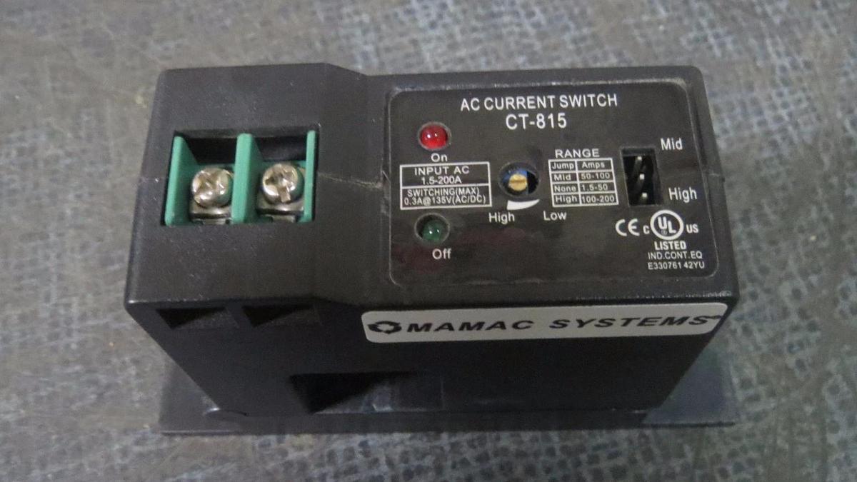 Used MAMAC SYSTEMS AC CURRENT SWITCH (1) 1.5-200 AMP MODEL: CT-815