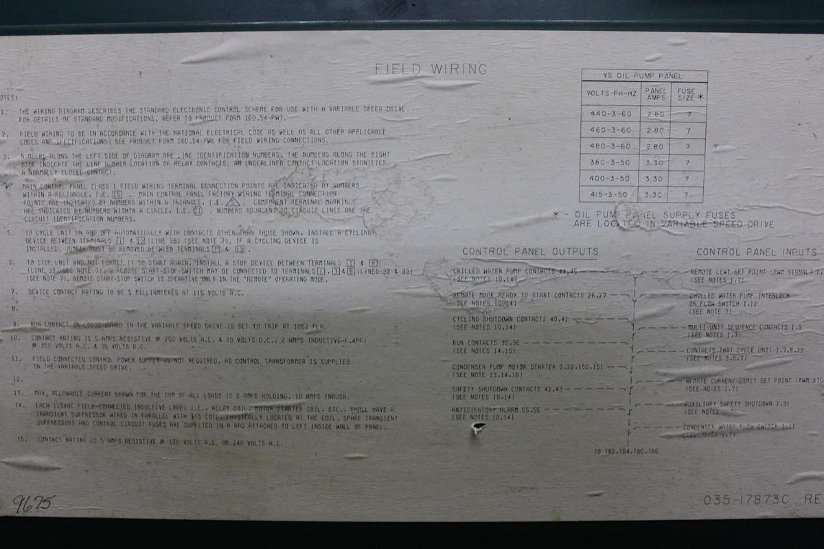 Used YORK MILLENNIUM CENTRIFUGAL CHILLER CONTROL PANEL 035-17873C **WARRANTY**