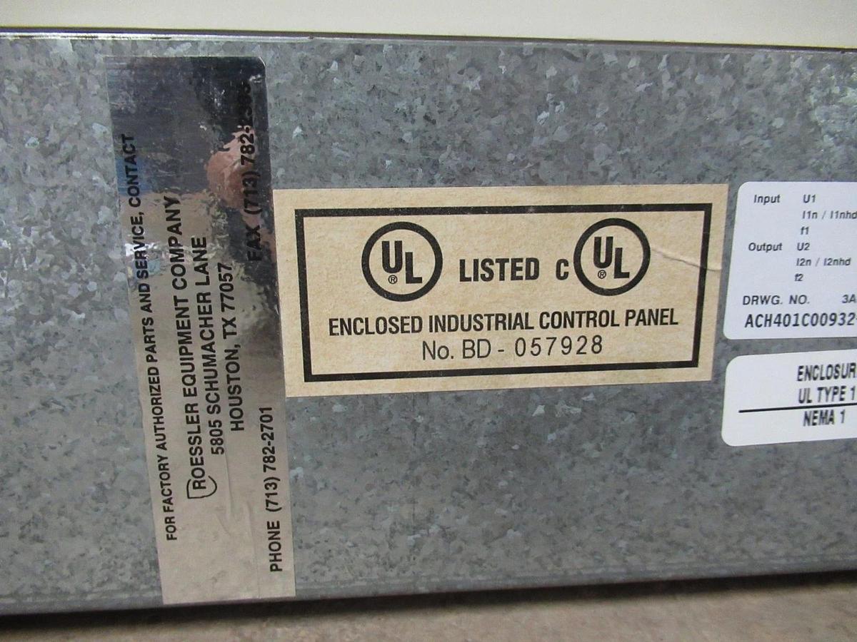 Used ABB VARIABLE SPEED DRIVE ACH401C00932 W/ BYPASS 7.5HP 3PHASE 480V 14.8A TYPE 1