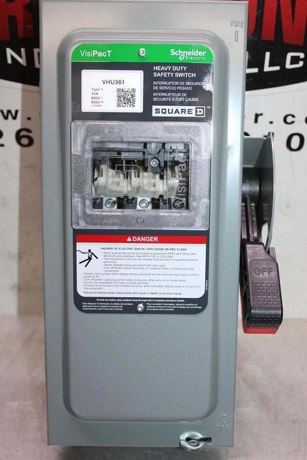 NIB SQUARE D VISIPACT HEAVY DUTY SAFETY SWITCH VHU361 30 AMP 600 VAC TYPE 1