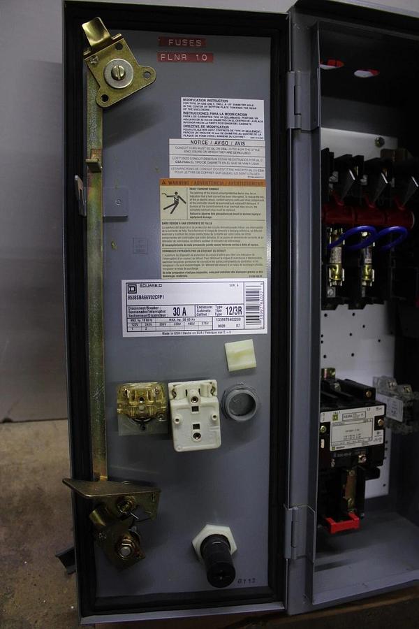 Used SQUARE D SIZE 0 FUSIBLE COMBINATION STARTER 8538SBA66V02CFP1 NEMA 3R 30 AMP