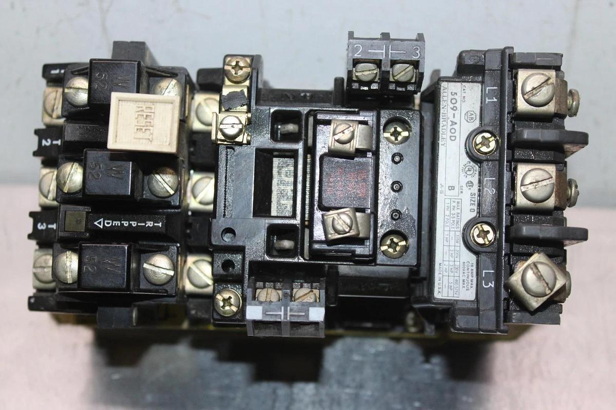 Used ALLEN-BRADLEY STARTER 509-AOD NEMA SIZE 0 18 AMP 600 VAC 3-POLE 5 HP
