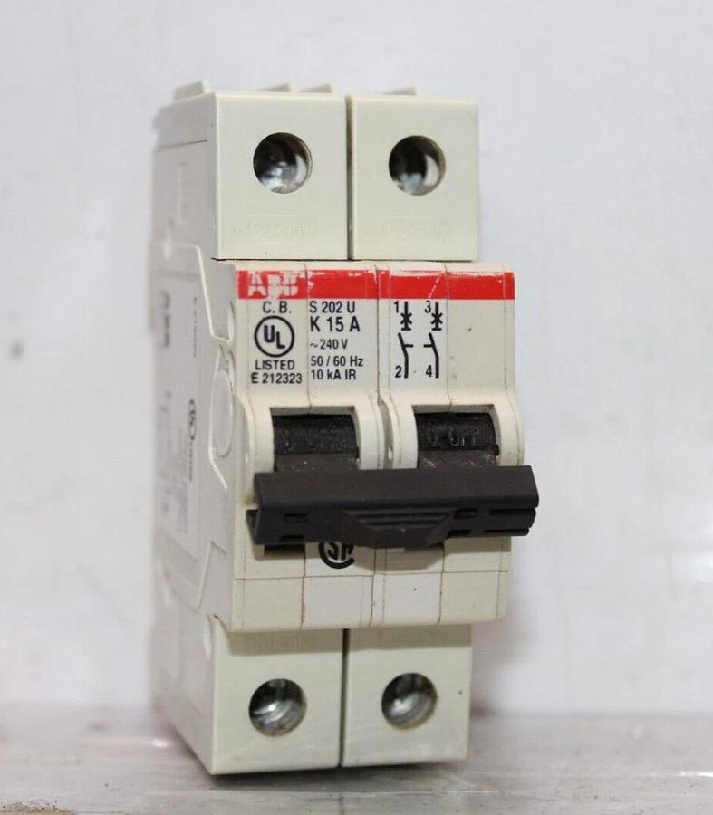 Used ABB CIRCUIT BREAKER S202U-K15 277/480 VAC 2-POLE **WARRANTY INCLUDED**