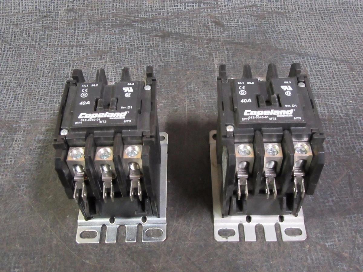 Used (1) COPELAND CONTACTOR 40 AMP 50 RES 600 VAC 3 PH 20 HP 120V COIL 012-3040-01
