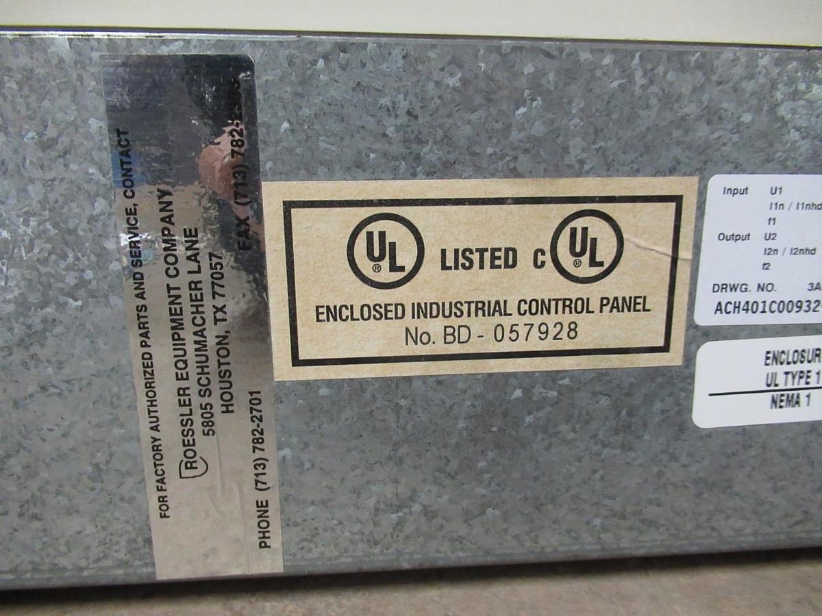 Used ABB VARIABLE SPEED DRIVE ACH401C00932 W/ BYPASS 7.5HP 3PHASE 480V 14.8A TYPE 1