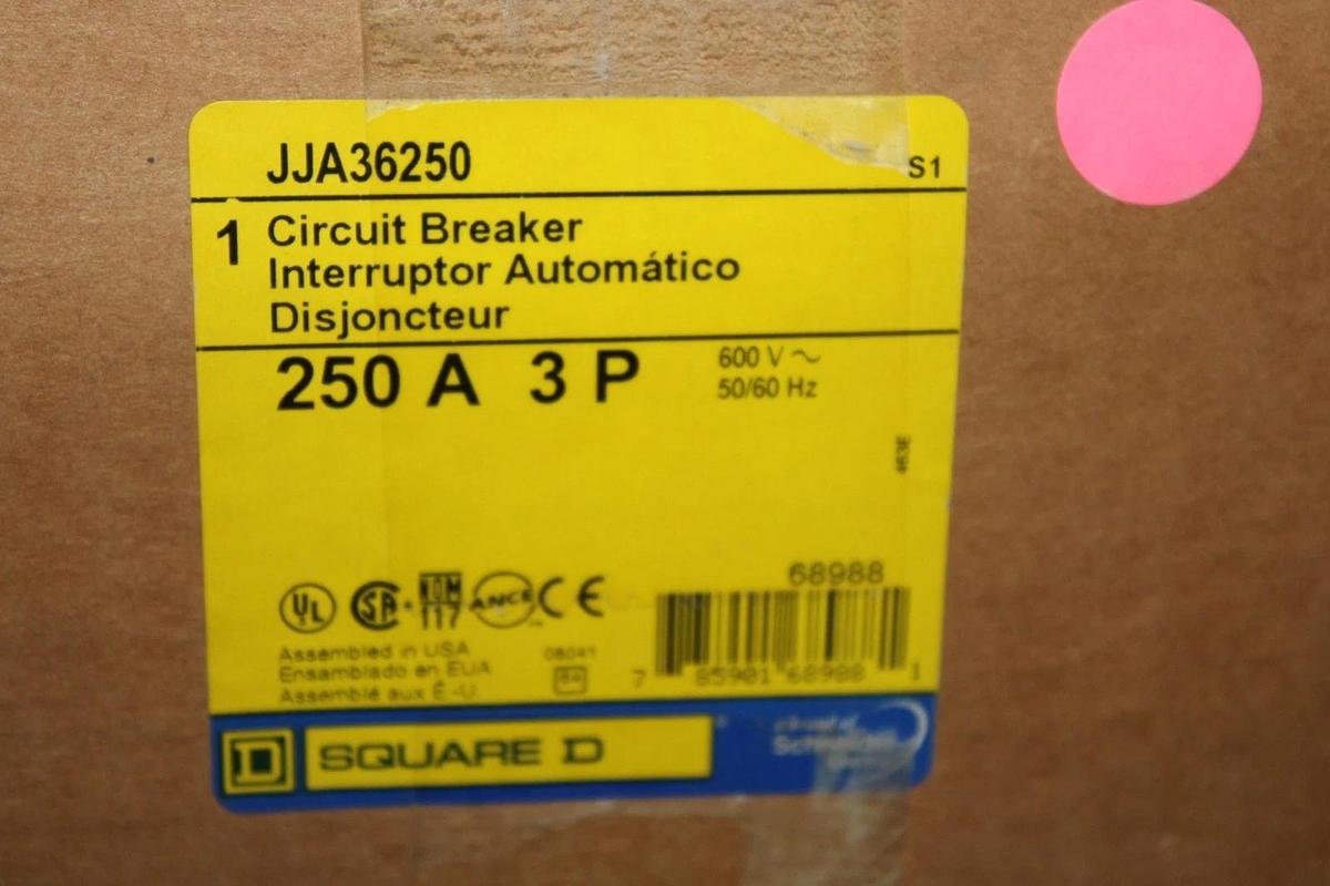 NIB SQUARE D POWERPACT I-LINE CIRCUIT BREAKER JJA36250 250 AMP 600 VAC 3-POLE