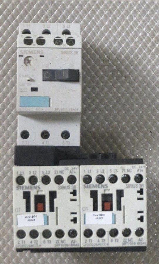Used SIEMENS SIRIUS MOTOR START SET 1.4-2 AMP # 3RV1011-1BA15 W/ 3RT1016-1BB42 X 2