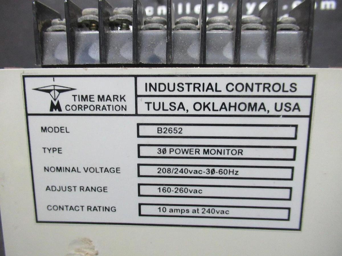 Used TIME MARK 3-PHASE POWER MONITOR B2652 208/240 VAC 60 HZ 10 AMP **WARRANTY**
