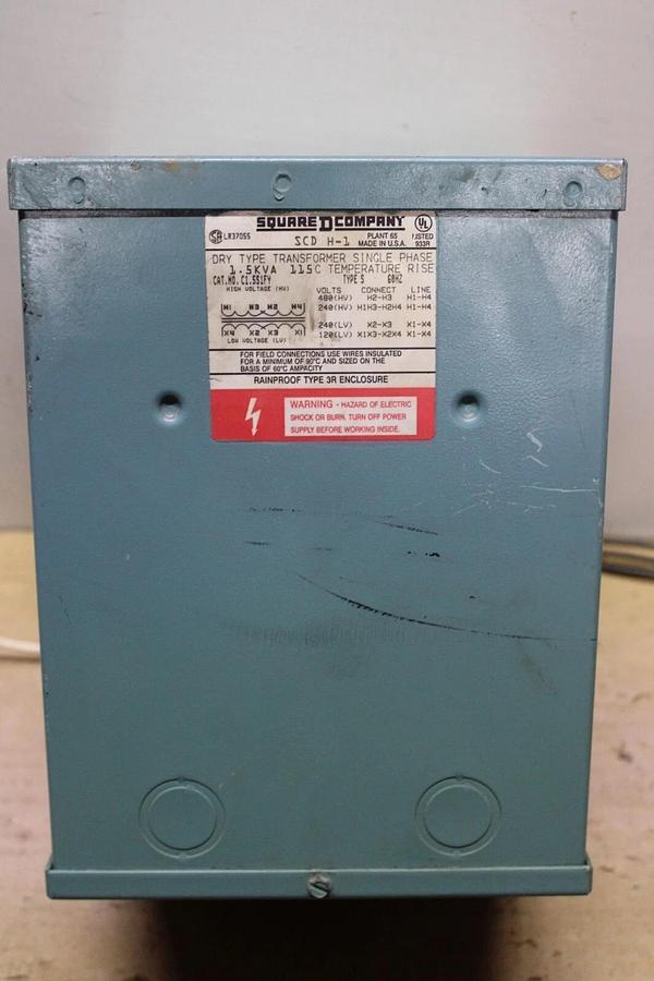 Used SQUARE D TRANSFORMER C1.5S1FY 1.5 KVA PRI: 240/480V SEC: 120/240V *WARRANTY*