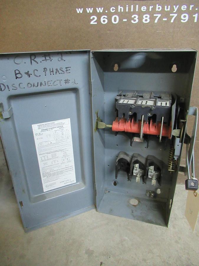 Used SQUARE D SAFETY SWITCH H-363 TYPE 1 ENCLOSURE 100 AMP 75 HP 600 VAC 2-POLE