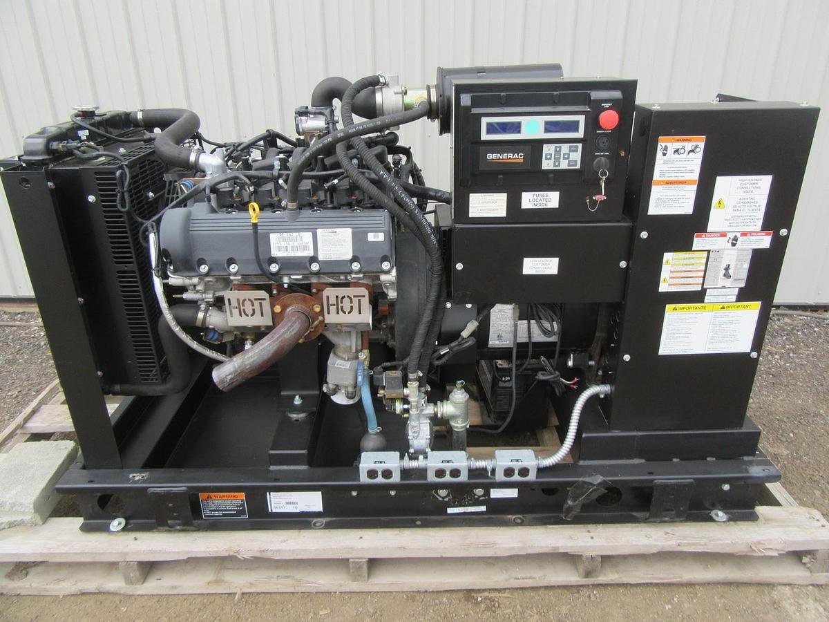 Used 35 KW GENERATOR GENERAC NATURAL GAS LP PROPANE 120/240 VOLT 1 PH 30 KW 40KW 2016