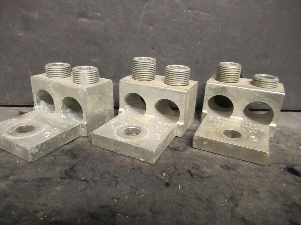 Used (3) QTY ILSCO D899  2 (DOUBLE) BARREL MECHANICAL CONNECTOR LUG TAPS 600MCM - 2