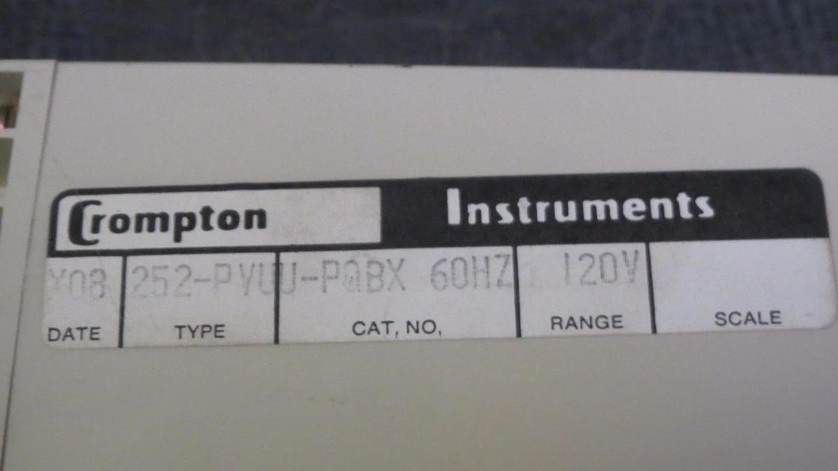 Used (1) CROMPTON INSTRUMENTS PROTECTOR 120 VAC 60 Hz # 252-PVUU # U-PQBX